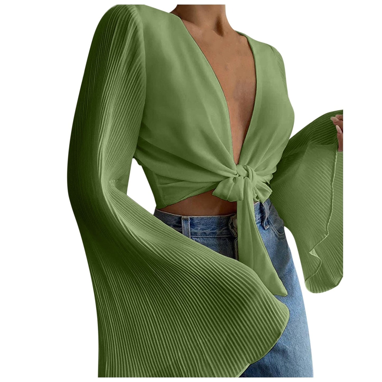 Pleated Chiffon Blouse For Women Plus Size