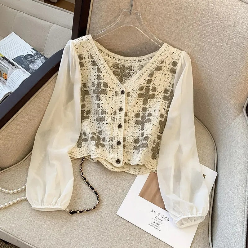 Vintage Lace Embroidery Blouse