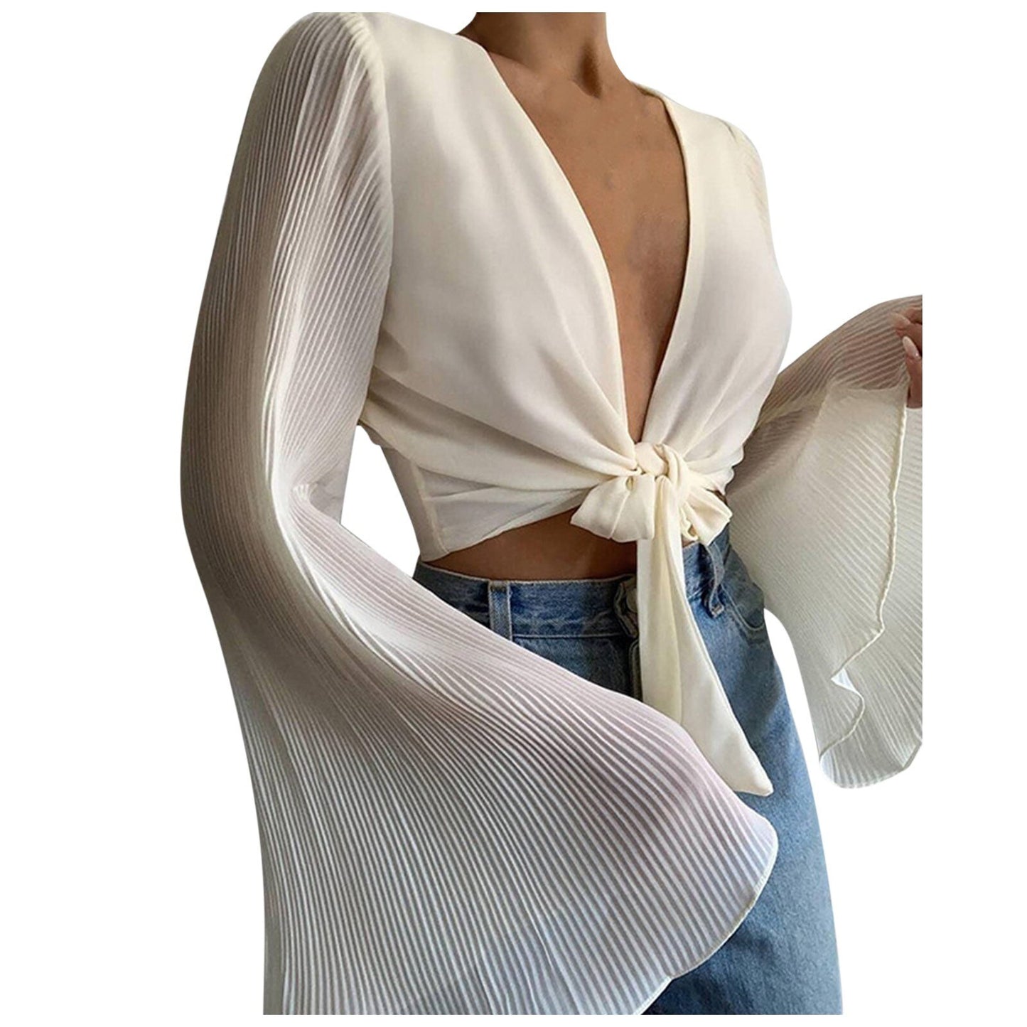 Pleated Chiffon Blouse For Women Plus Size