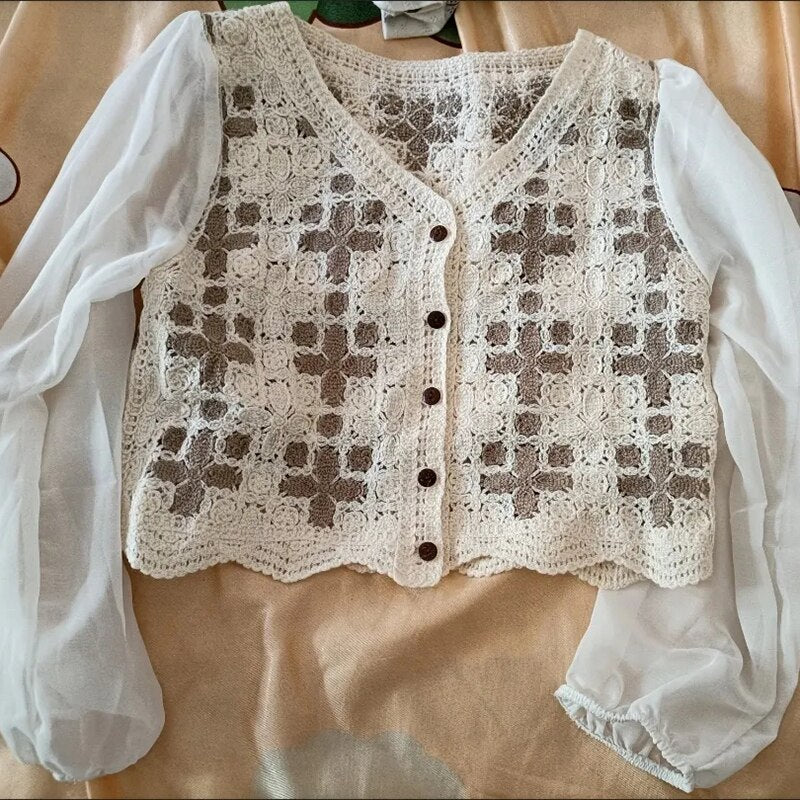 Vintage Lace Embroidery Blouse