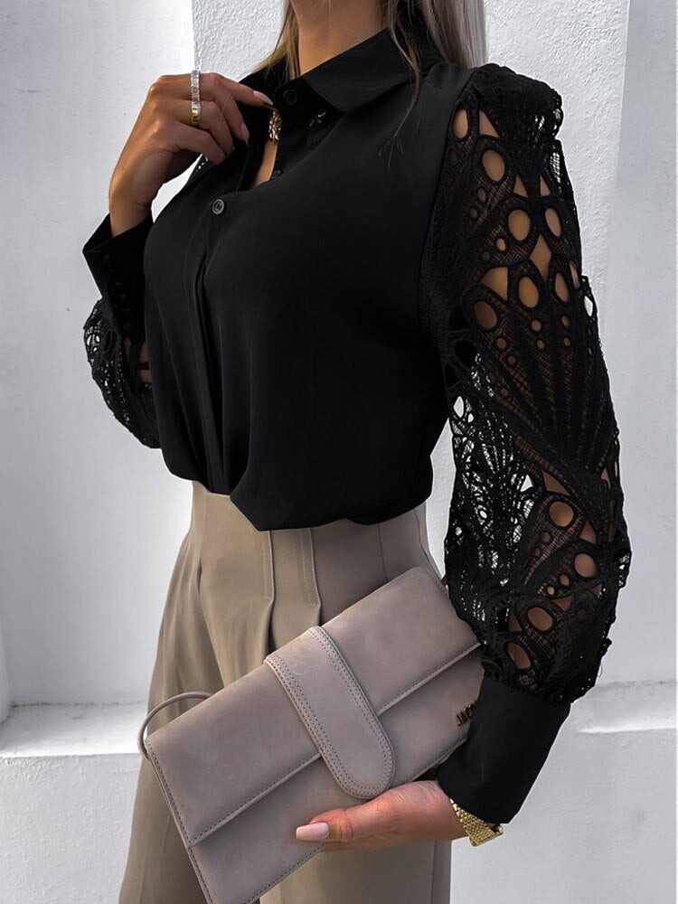 Lace Hollow Out Blouse